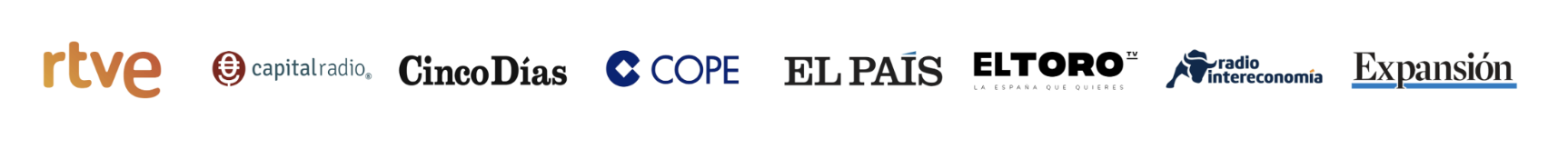 RTVE, Capital Radio, Cinco Días, COPE, El País, El Toro, Radio Intereconomía, Expansión