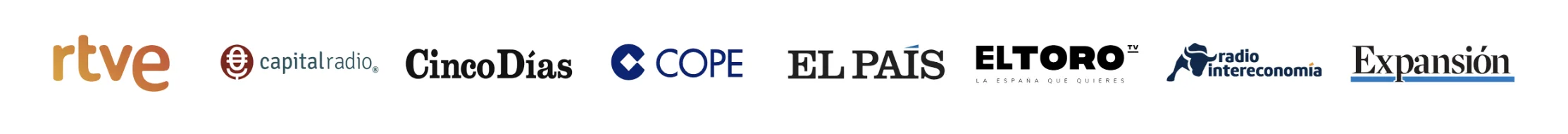 RTVE, Capital Radio, Cinco Días, COPE, El País, El Toro, Radio Intereconomía, Expansión